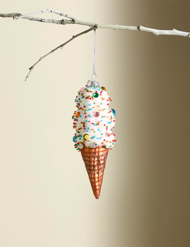 Glass Jewelled Ice Cream Hanging Decoration | M&S Collection | M&S