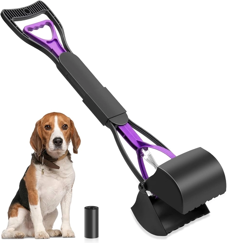 Fzrdohu Dog Pooper Scooper, Portable Poop Scoop with Long Handle & Bags, Dog Poo Picker Upper, Pet pooper Scooper Set for Dogs Cats Waste Picker