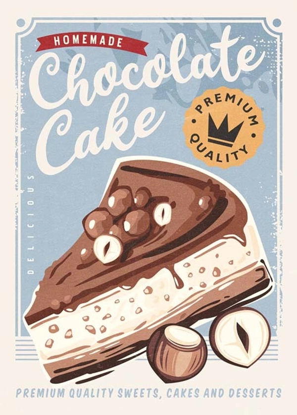 Retro Cake Sign Affiche