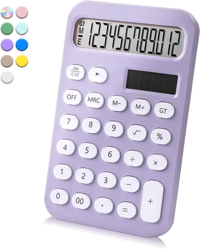 VEWINGL Standard Calculator 12 Digit,Desktop Dual Power Battery and Solar,Desk Calculator with Large LCD Display for Office,School, Home & Business Use,Automatic Sleep.5.7 * 3.5in (Purple)