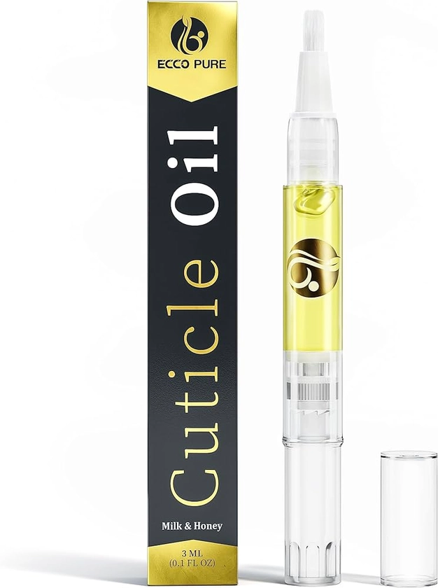 ECCO PURE Cuticle Oil Pen with Milk & Honey - Nail and Cuticle Protector - Nail Care and Nail Growth Treatment - Acrylic Nail Art Accessory - Contains Vitamin E