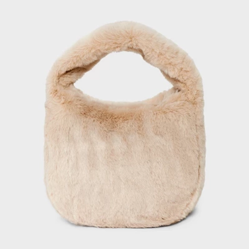 Mini Faux Fur Top Handle Bag - Wild Fable™ Cream