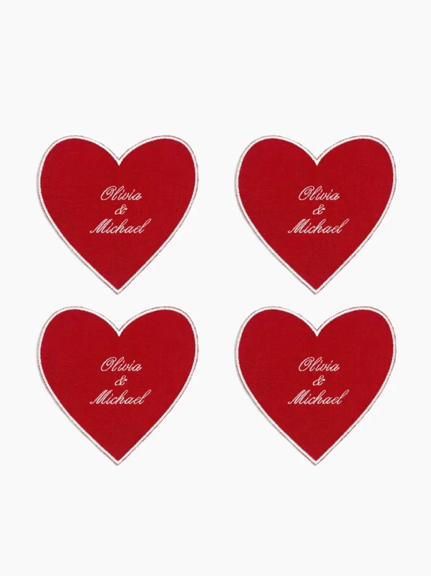 Personalised Heart Cocktail Napkins Set | The Go-To