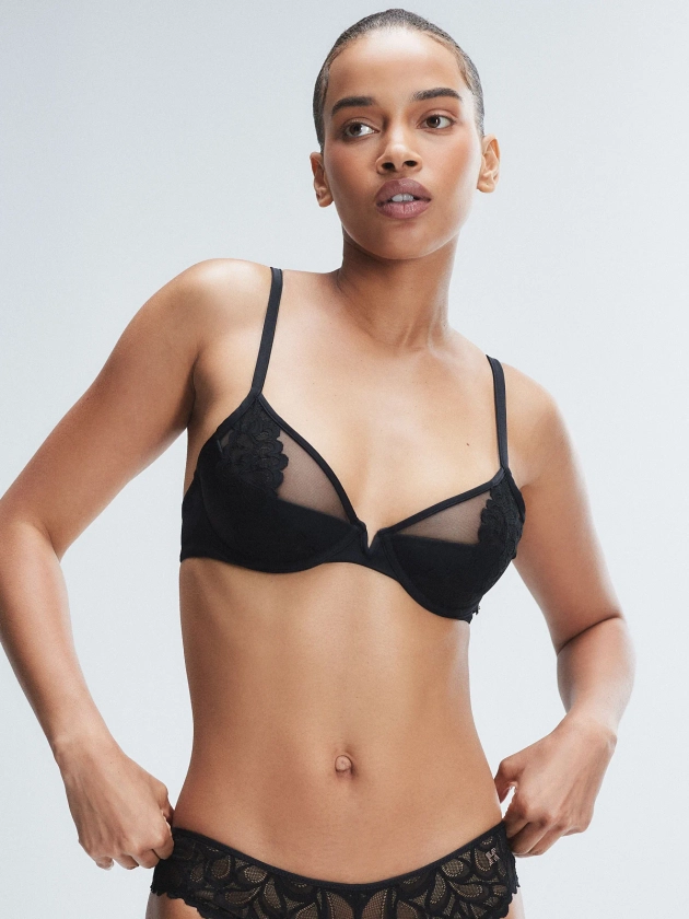 Savage Not Sorry Half-Cup Plunge Bra with Lace