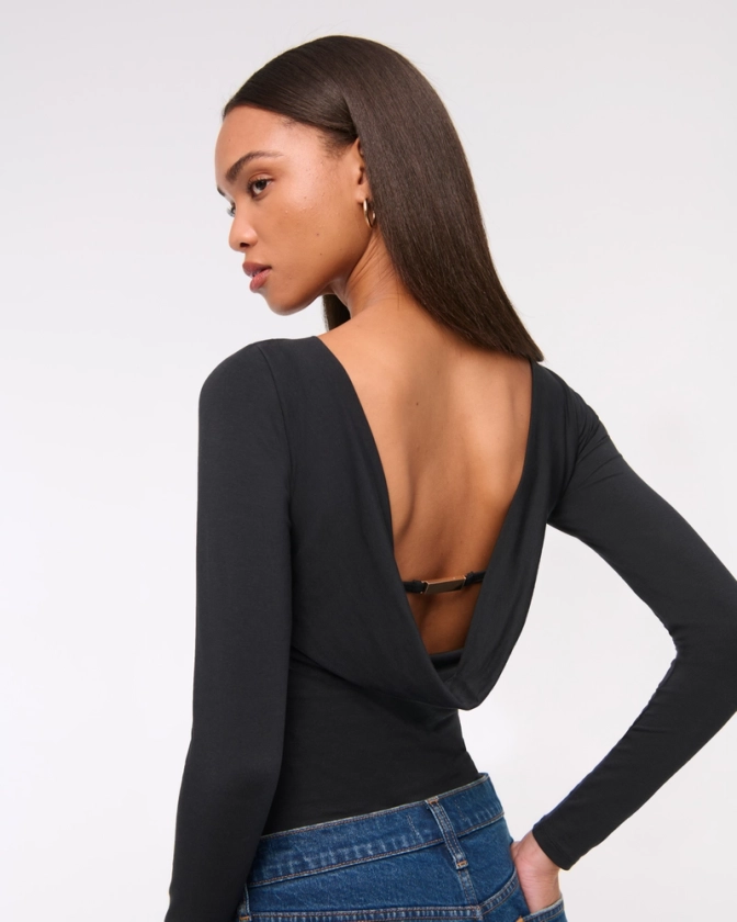 Women's Long-Sleeve Draped Cowl Back Top | Women's New Arrivals | Abercrombie.com