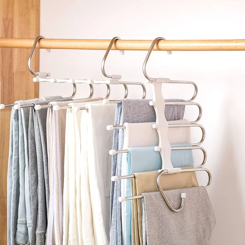 Amazon.com: Kalimdor Pants Hangers 2 Pack Space Saving Metal Closet Organizer,Clothes Pants Hangers,Anti-Slip Design,Closet Organizers and Storage for Pants Jeans Skirts Scarf Legging : Home & Kitchen