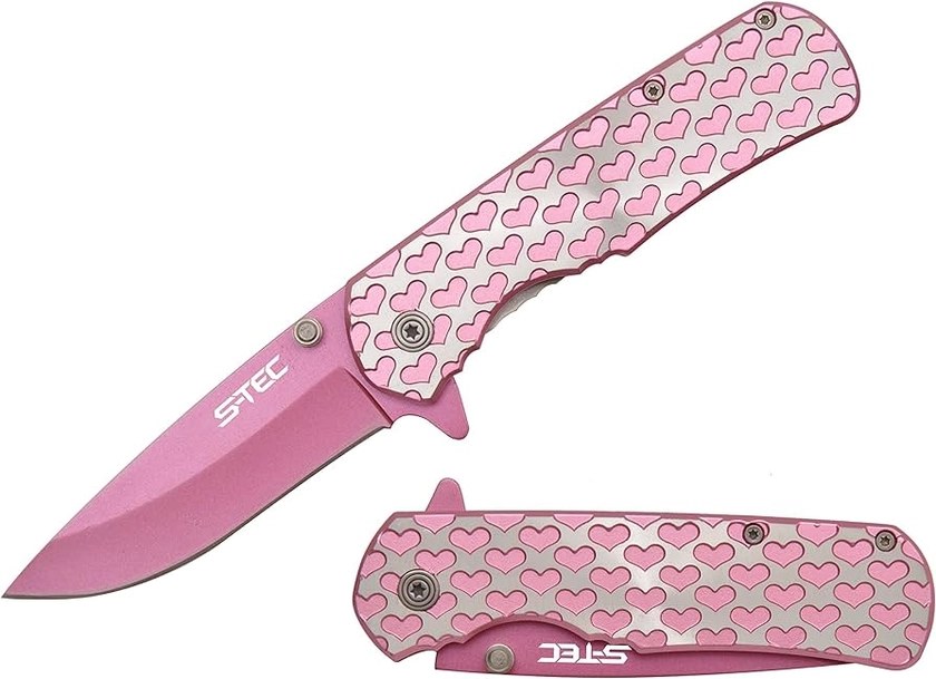 S-TEC 8" Valentine's Hearts Folding Pocket Knife