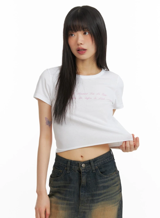 Graphic Lettering Cropped Tee CM413