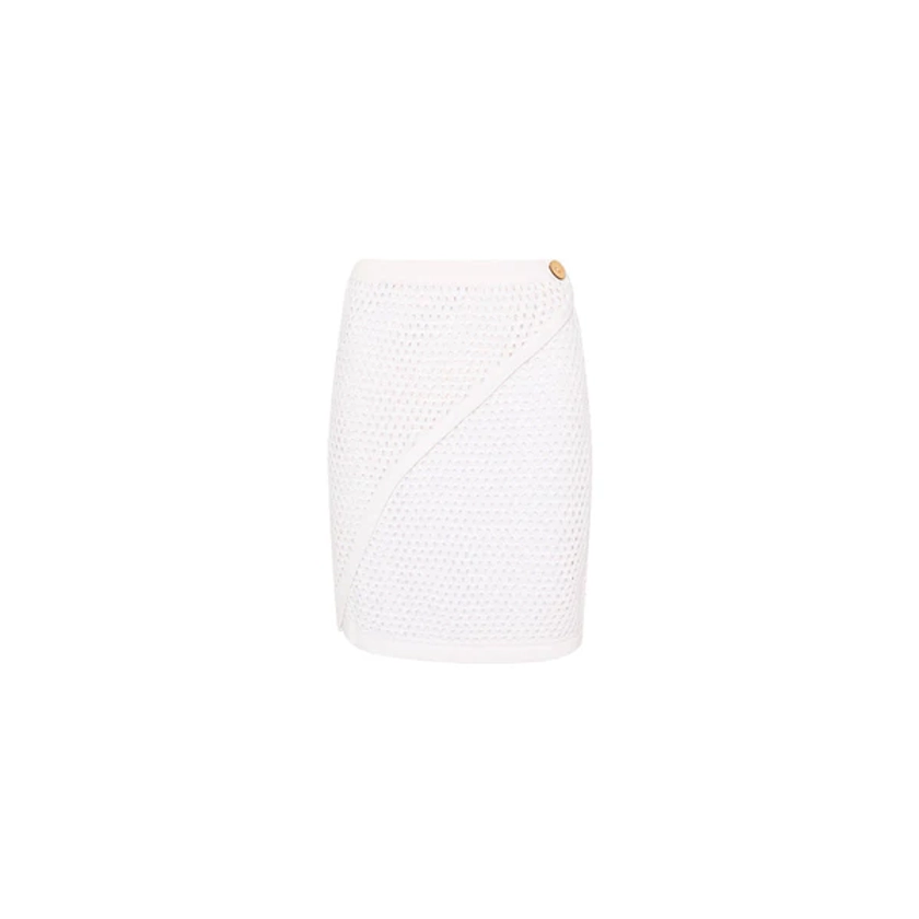 Crochet Knit Wrap Skirt - White