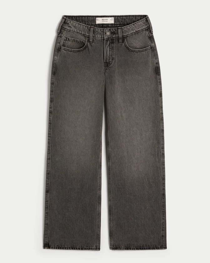 Women's Low-Rise Washed Black Baggy Jeans | Women's Bottoms | HollisterCo.com