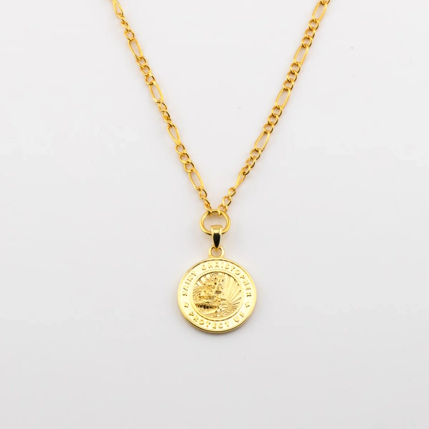 Gold St. Christopher Figaro Medallion
