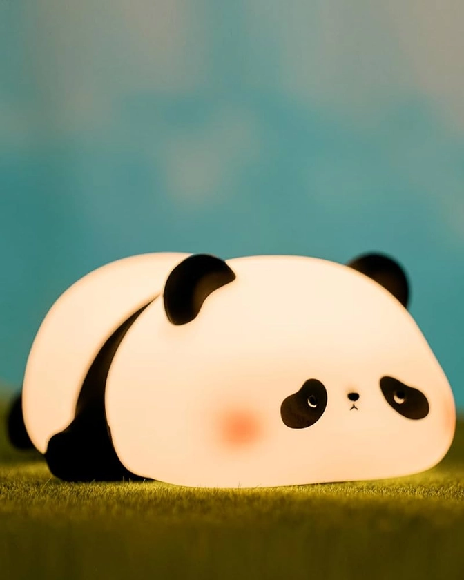 ATSUI Cute Panda Night Light, LED Squishy Novelty Animal Night Lamp, Food Grade Silicone 3 Level Dimmable Breastfeeding Nursery Nightlight for Room Decor, Cute Gifts Stuff for Boys Girls Baby Children