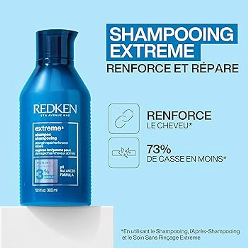 Redken | Shampoing Fortifiant pour Cheveux Abimés, Riche en Protéines, Extreme