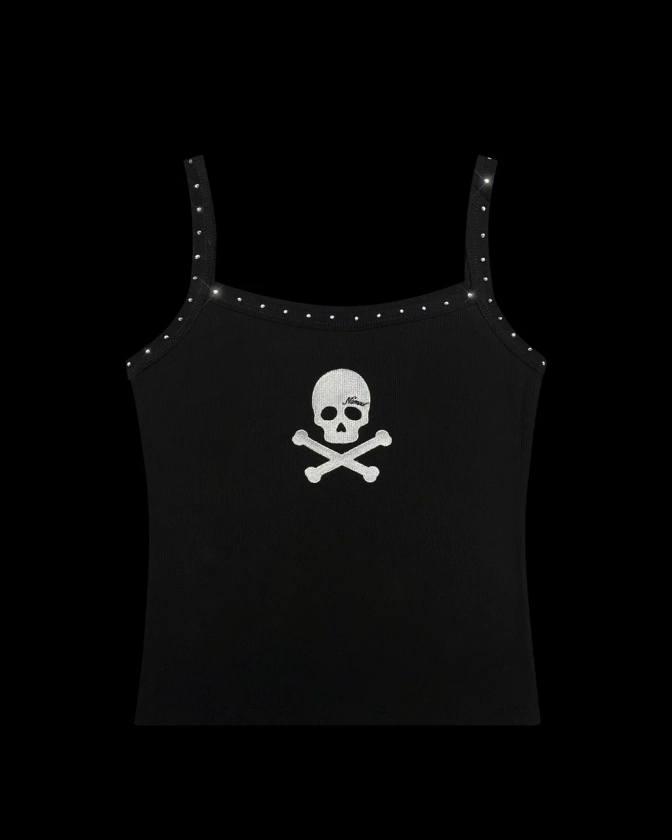 LETHAL RHINESTONE CAMI TANK BLACK