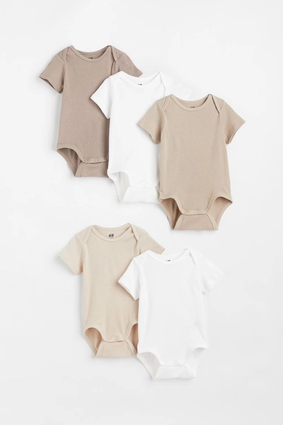 Bodies, lot de 5 - Beige/blanc - ENFANT | H&M FR