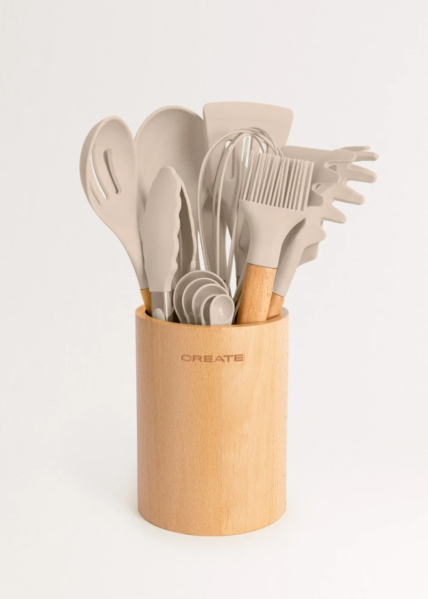 KITCHENWARE STUDIO - Utensiles de cuisine en silicone et bois