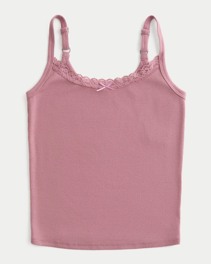 Women's Cotton Blend Lace-Trim Cami | Women's Tops | HollisterCo.com