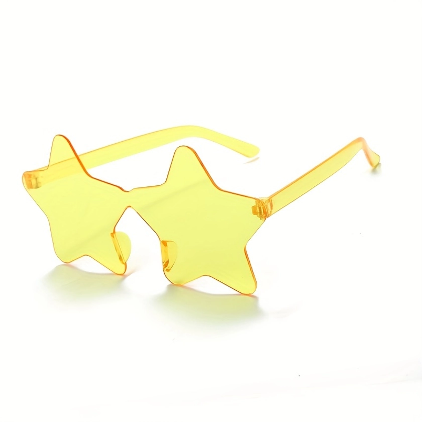 Rimless Star-shaped Sunglasses, Trendy Cute Sun Glasses For Party