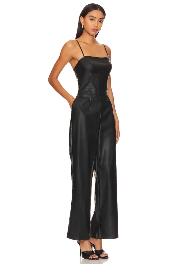 BCBGeneration Faux Leather Jumpsuit in Onyx | REVOLVE