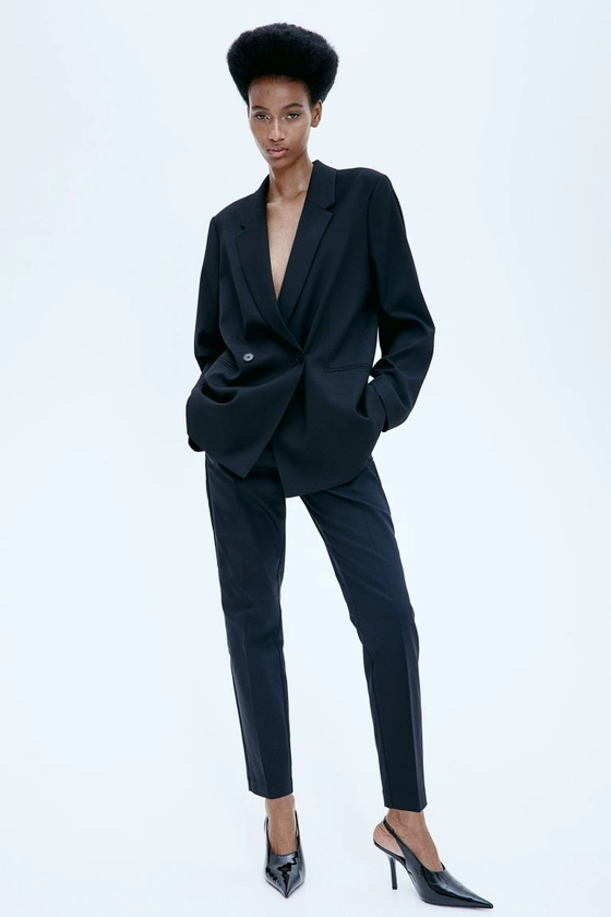 Slacks - Regular waist - Ankle-length - Navy - Ladies | H&M US