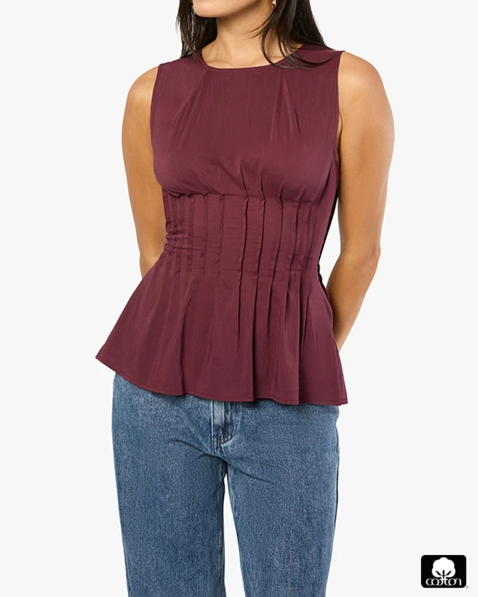 Pleated Peplum Top