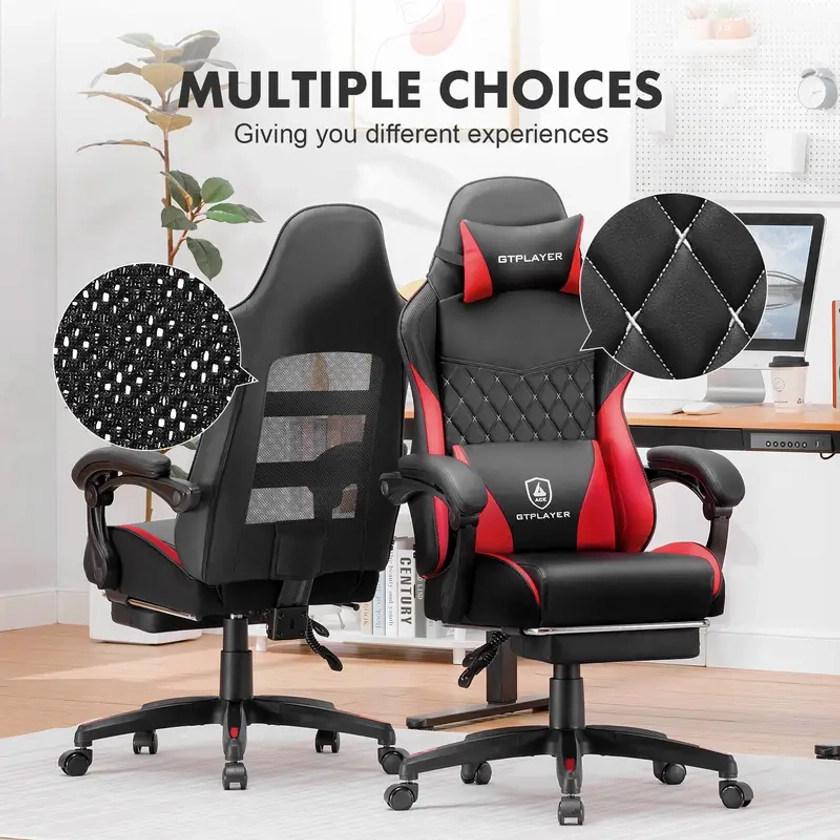 Gaming Chair, High Back Leather Computer Gaming Chair With Footrest, Ergonomic Height Adjustable Office Chair With Removable Cover And Lumbar Support For Gaming And Work | Free Shipping On Items Shipped From Temu | Temu United