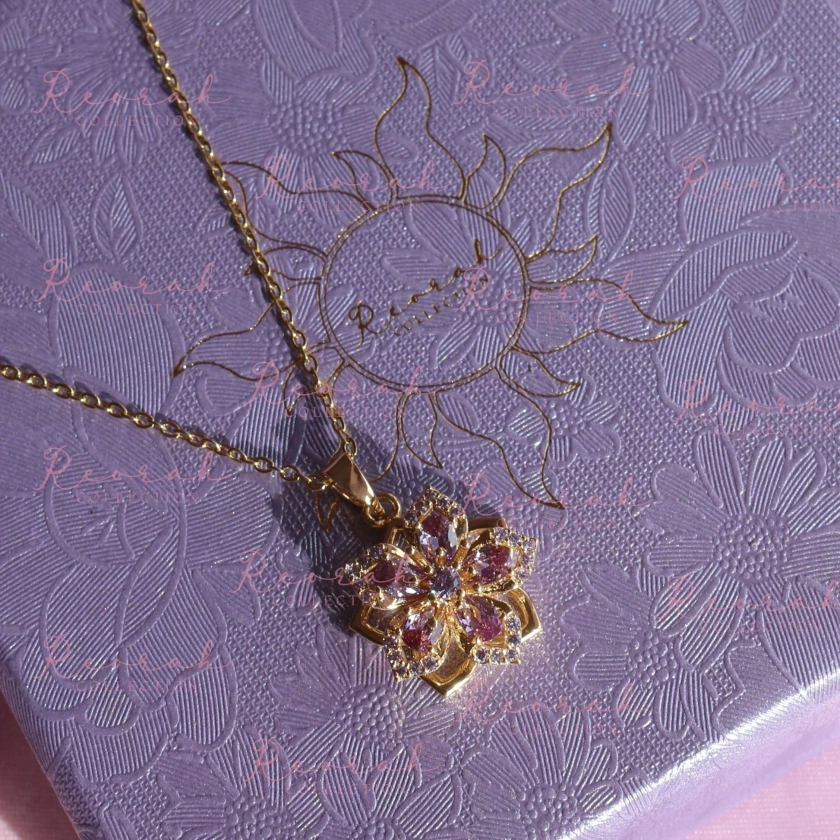 Rapunzel Purple Sundrop Spinning Necklace