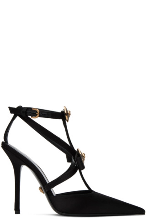 Versace - Black Gianni Ribbon Cage Pumps