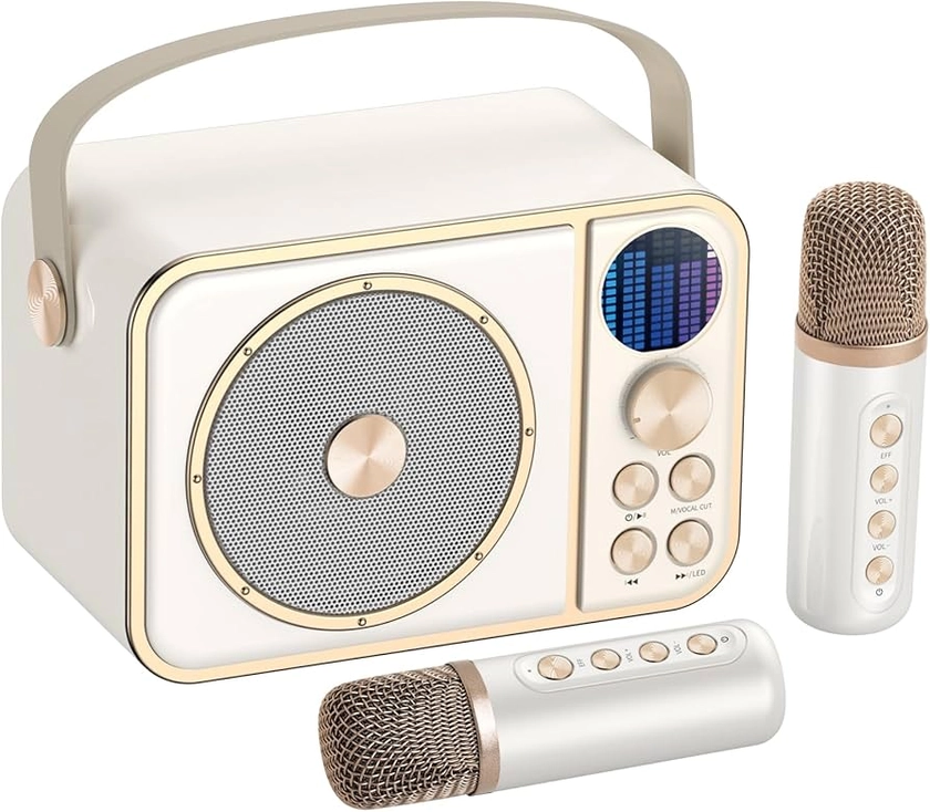 Karaoke BESCOST, Karaoke 2 microfones sem fios, karaokê profissional infantil, suporte Bluetooth, cartão TF, AUX, disco U, alto-falante e efeitos de alterador de voz ideal para casamento, festa/KTV, : Amazon.es: Instrumentos Musicais