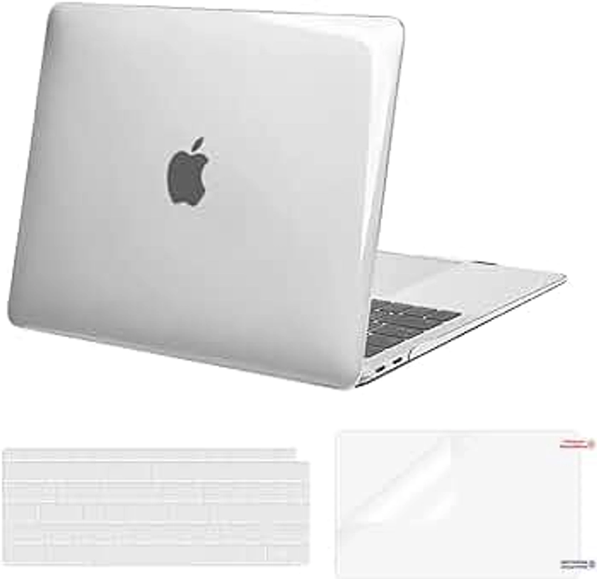 MOSISO Compatible with MacBook Air 13 inch Case 2022, 2021-2018 Release A2337 M1 A2179 A1932 Retina Display Touch ID, Plastic Hard Shell Case & Keyboard Cover & Screen Protector, Crystal Clear