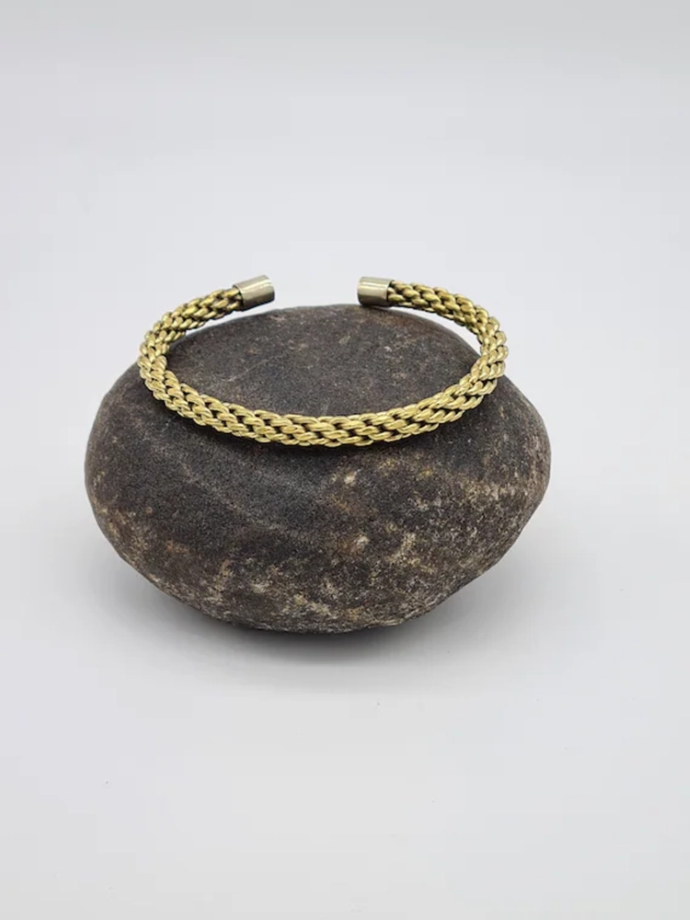 Viking Bracelet Arm Ring, Pure Brass, Braided Bangle, Twisted  Bracelet, Tibetan Gift, Handmade in Nepal, Gift for Men