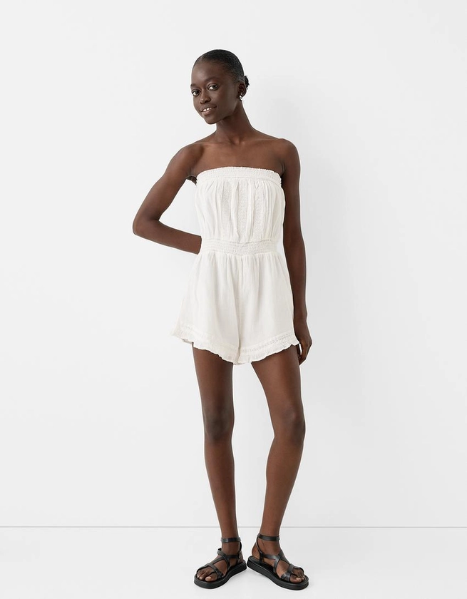 Combinaison short gaze de coton - Femme