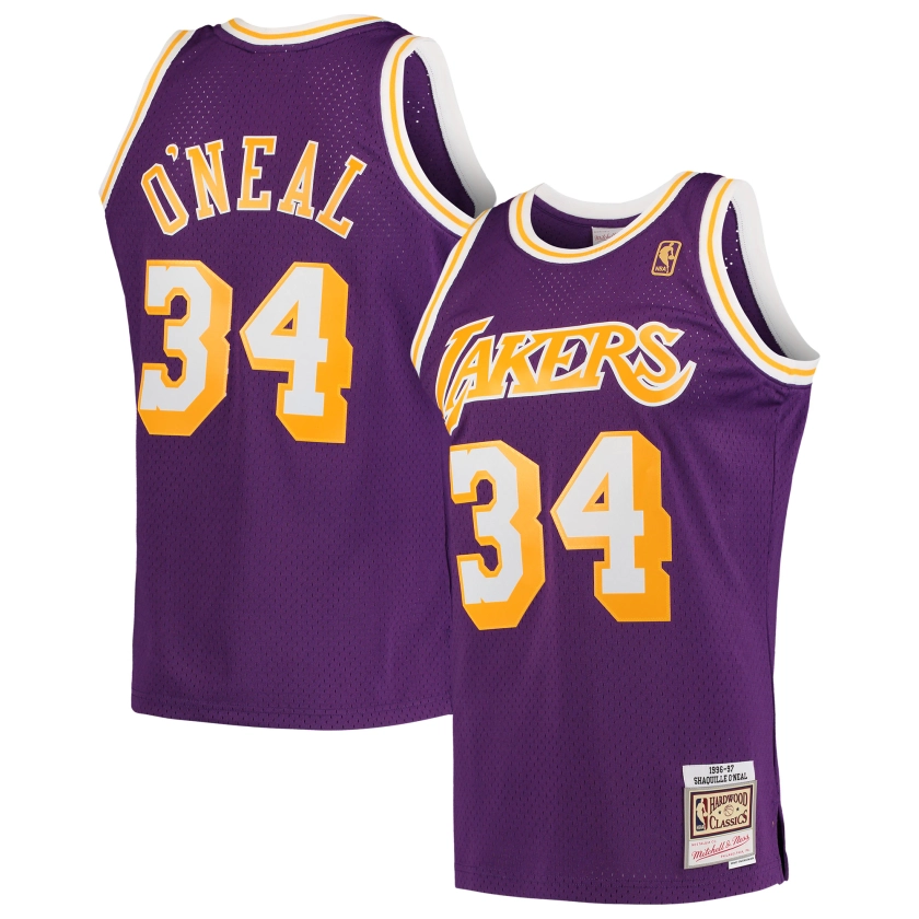 Men's Los Angeles Lakers Shaquille O'Neal Mitchell & Ness Purple Hardwood Classics Swingman Jersey