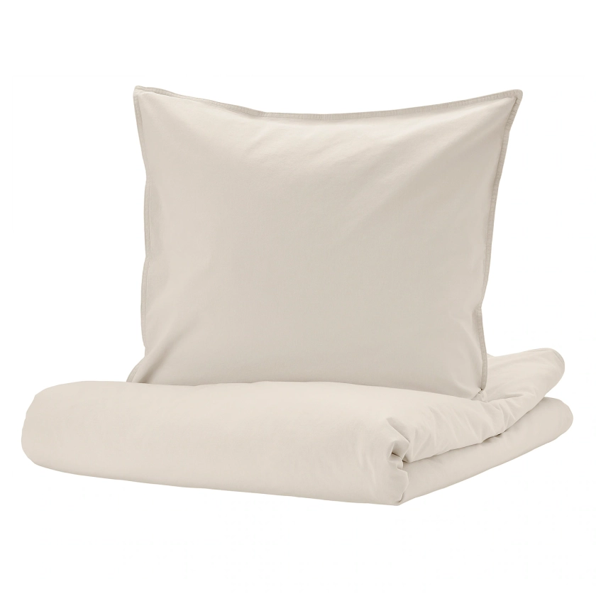 ÄNGSLILJA housse de couette et 2 taies, beige-gris clair, 240x220/65x65 cm - IKEA