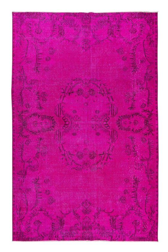 French Aubusson Inspired Vintage Handmade Wool Area Rug Over-dyed in Hot Pink. 6.2x9.4 Ft, BTEK0461 - Etsy Australia