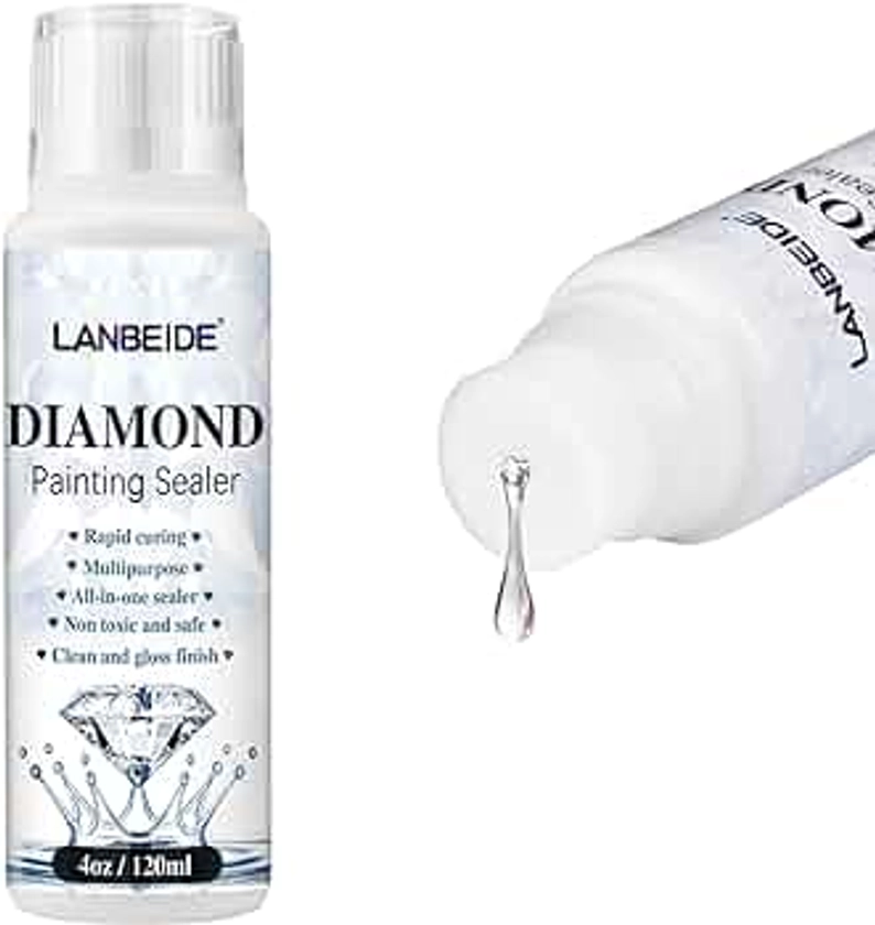 LANBEIDE Diamond Painting Sealer 120ML, 5D Diamond Painting Glue Permanent Hold & Shine Effect Sealer for Diamond Painting and Puzzle Glue (4 OZ)