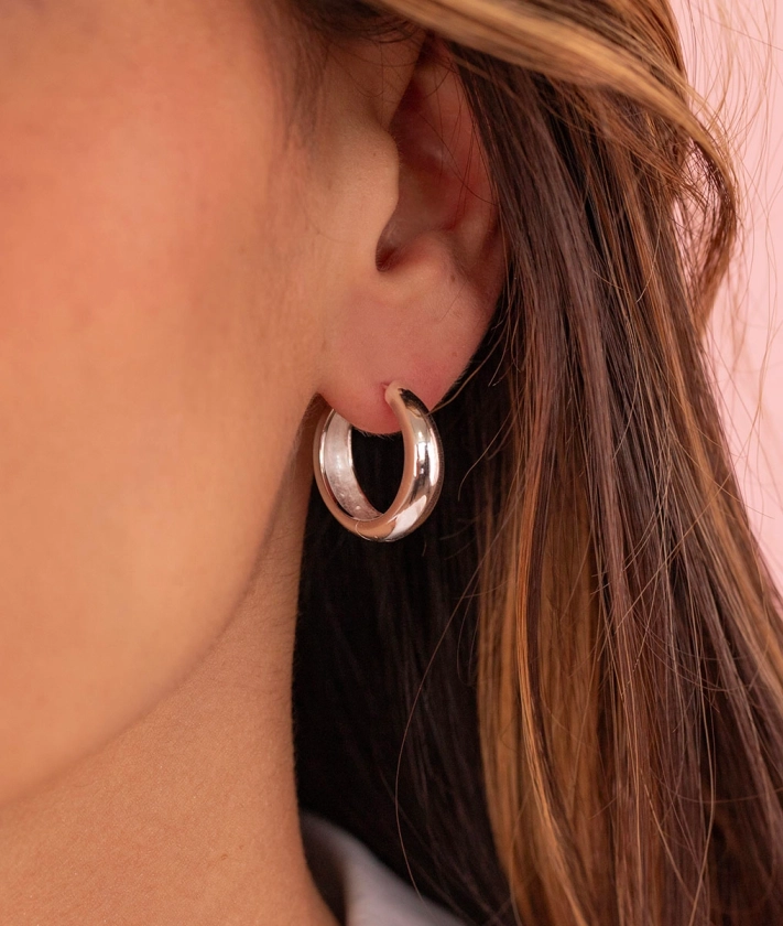 Boucles d'oreilles grandes créoles bombées Argent 925