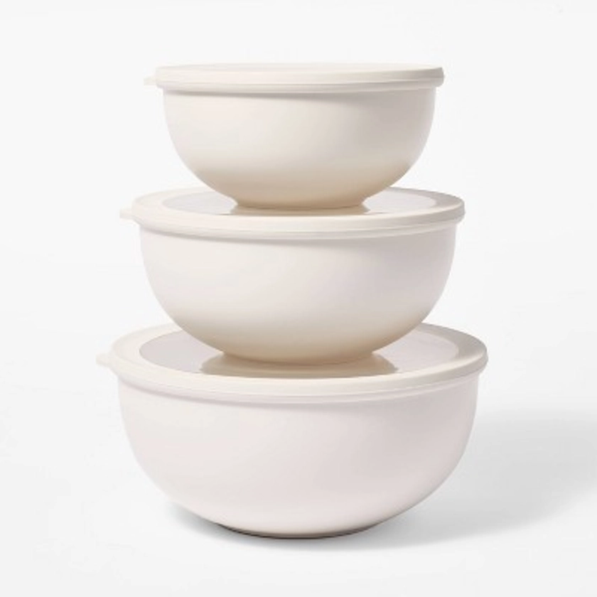 Set of 3 Plastic Mixing Bowl Set with Lids - Figmint™