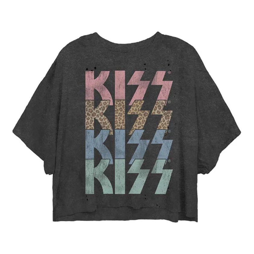 Kiss Repeat Cropped Short Sleeve T-Shirt