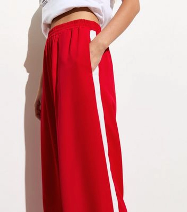 Red Stripe Wide Leg Tailored Joggers