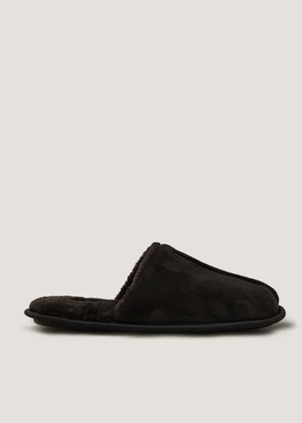 Black Faux Fur Mule Slippers