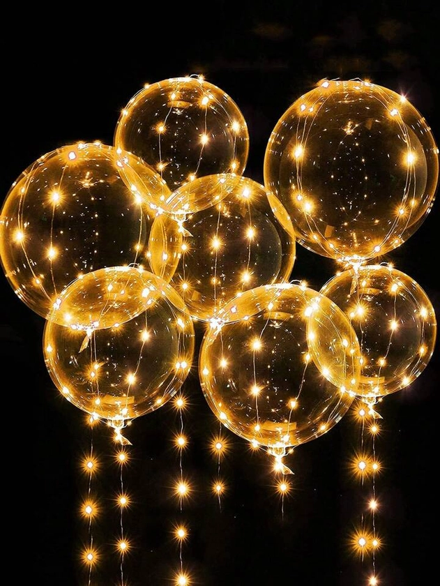 Ensemble de 5 ballons blancs à LED chaude, décorations de fête pour anniversaire et mariage
