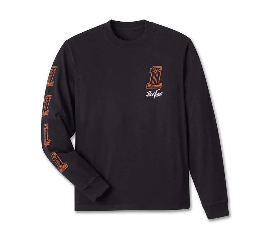 Harley-Davidson® Men's Willie G Sketchy #1 Long Sleeve Tee - True Blac