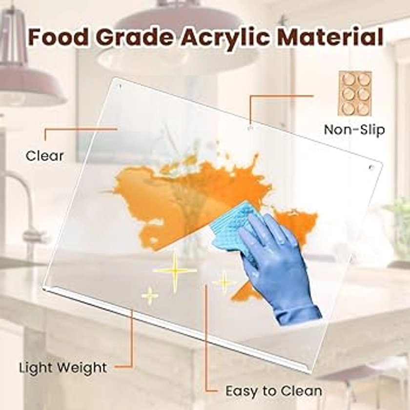 Gracenal Acrylic Cutting Board with Counter Lip, Clear Cutting Boards for Kitchen Counter Non Slip, Large Cutting Board for Countertop Protector, Apartment Essentials, Kitchen Gadgets Gifts (18x14 In) : Amazon.co.uk: Home & Kitchen