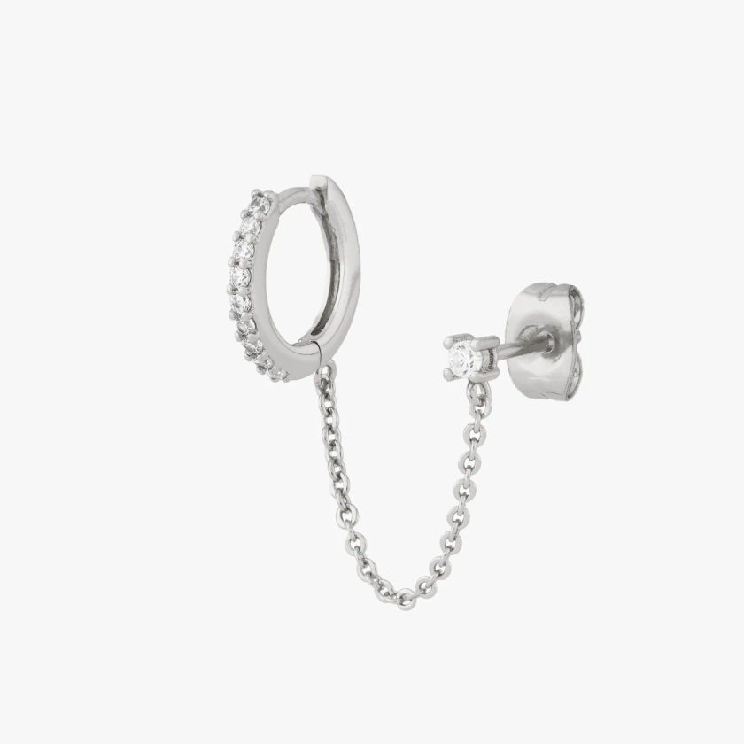 Chained Pavé Huggie x CZ Stud