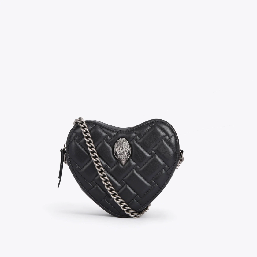 KENSINGTON HEART X BODY Black Heart Quilted Leather Cross Body by KURT GEIGER LONDON