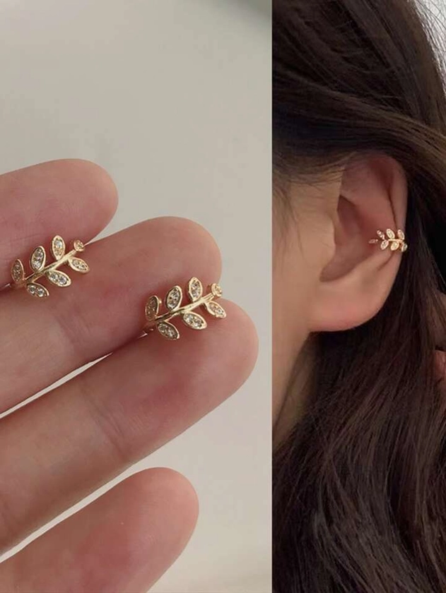 HOTNICE 2pcs/set Leaf Decor Ear Cuff