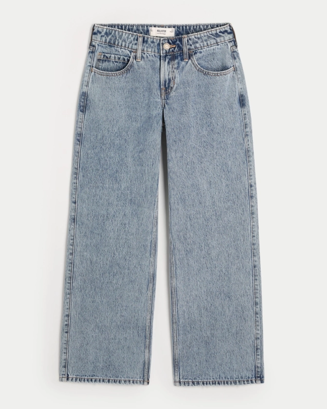 Women's Low-Rise Medium Wash Baggy Jeans | Women's Bottoms | HollisterCo.com