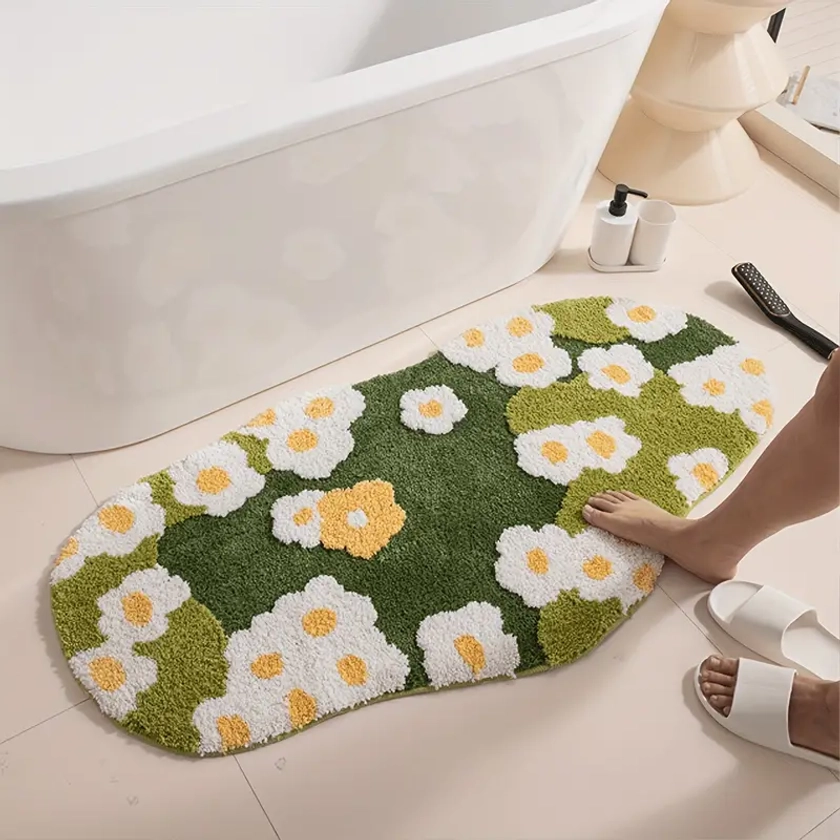3d Irregular Bathroom Carpet Flower Forest Daisy Moss Living - Temu Canada