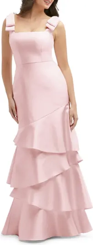 Dessy Collection Bow Shoulder Tiered Gown | Nordstrom